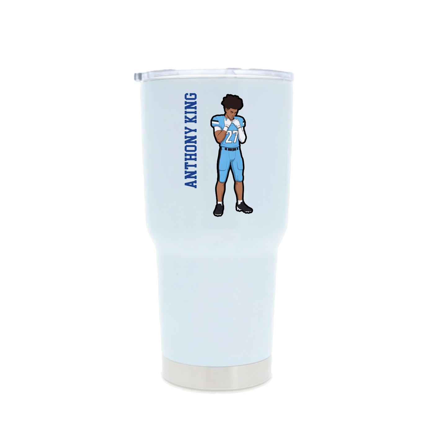 30oz Stainless Steel Tumbler — Name Vertical in White