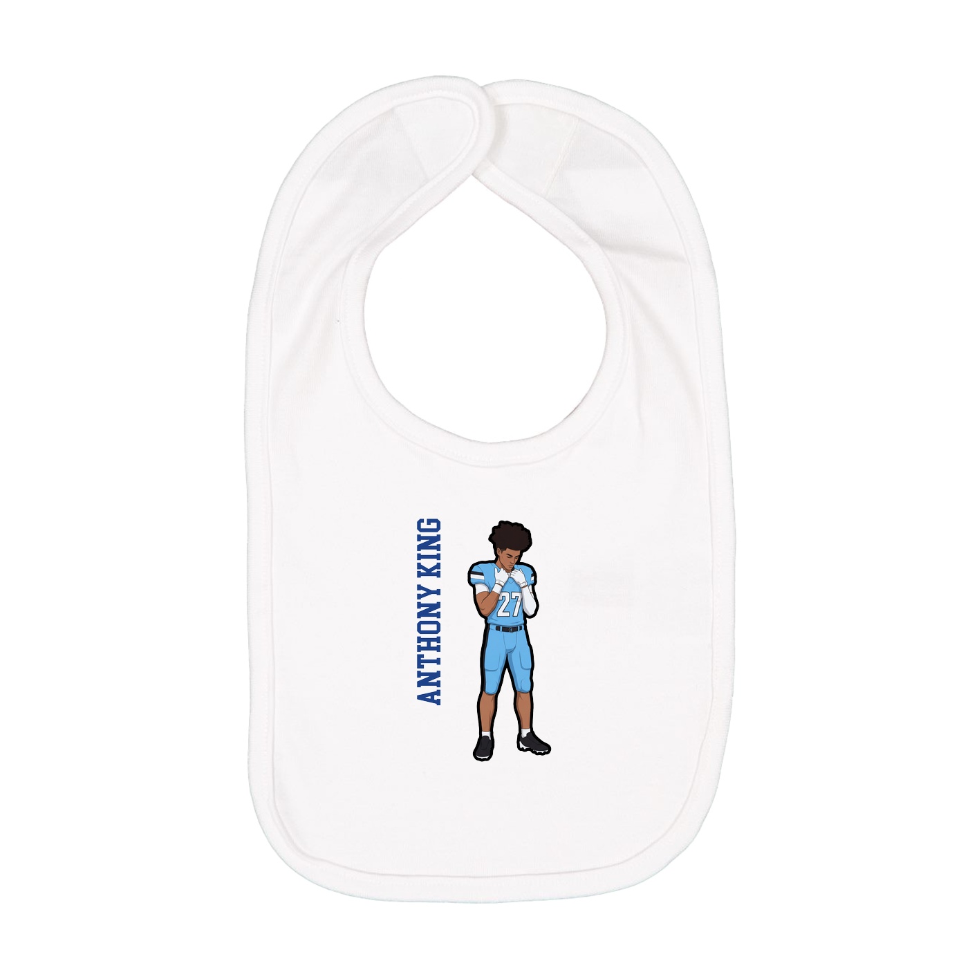 Infant Bib — Name Vertical in White