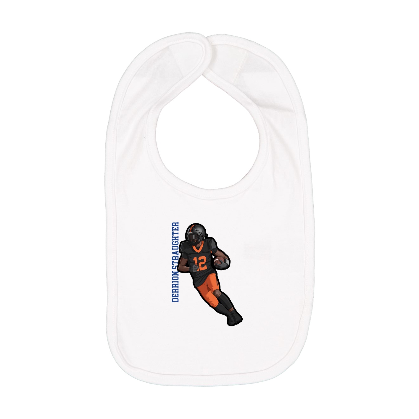 Infant Bib — Name Vertical in White