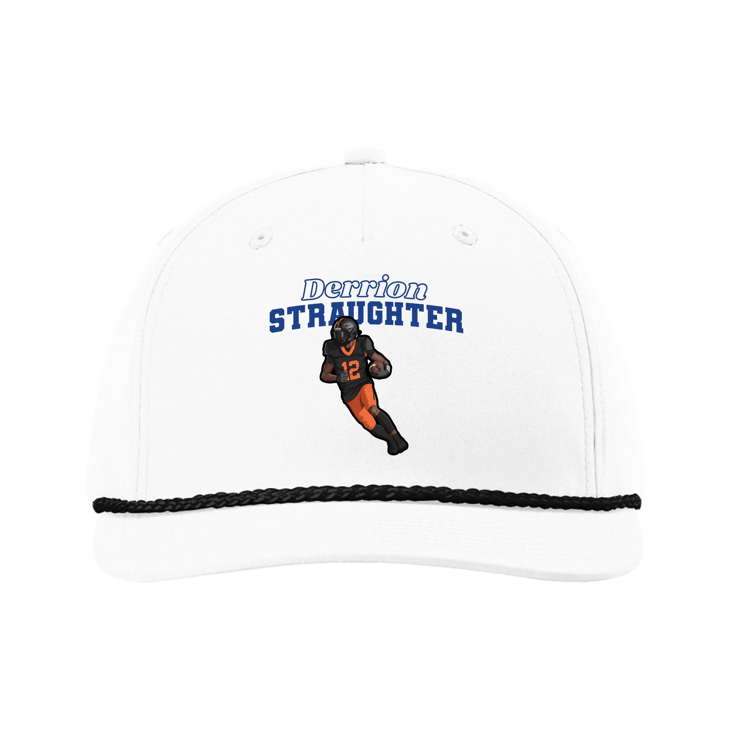 Five-Panel Classic Rope Cap — Name Arch in White