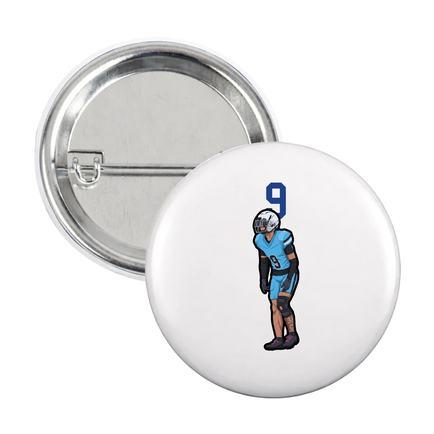 Game Day Button — Number Top in White