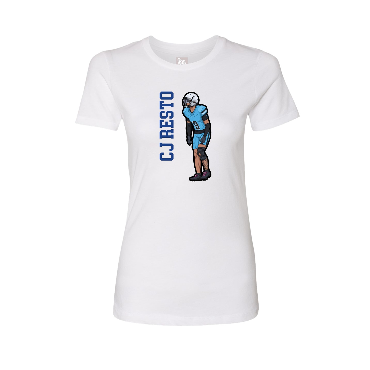 Fitted Women's Tee — Name Vertical in White
