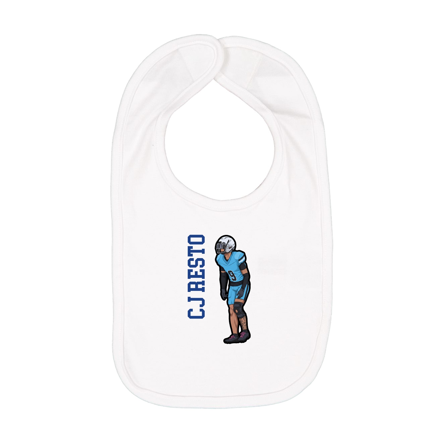 Infant Bib — Name Vertical in White