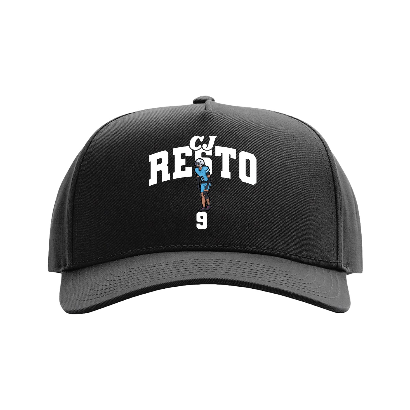 Full Fabric Five-Panel Champ Cap — Signature Arch in Black