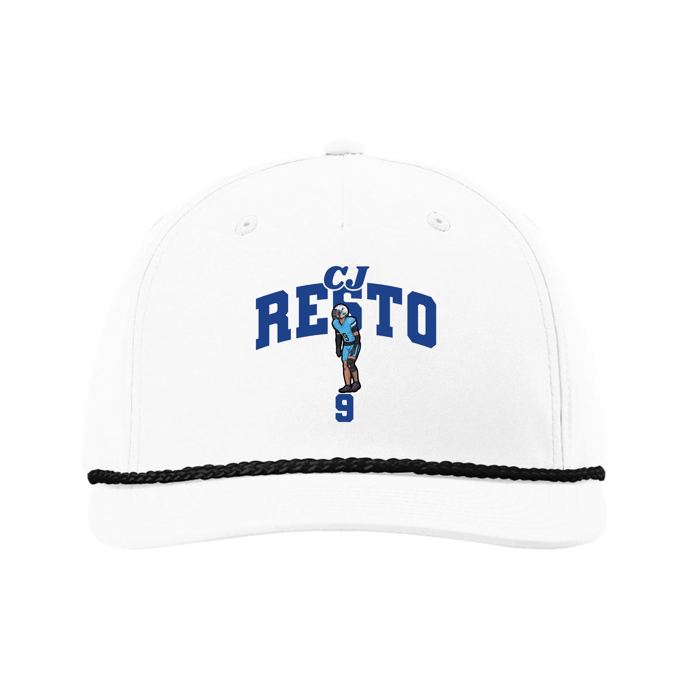 Five-Panel Classic Rope Cap — Signature Arch in White