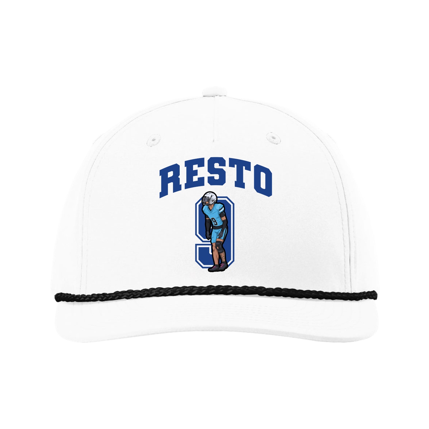 Five-Panel Classic Rope Cap — Number in White