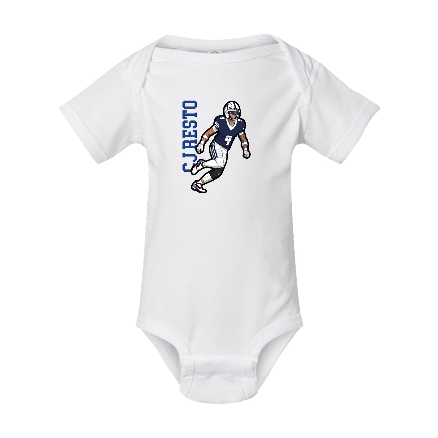 Baby Onesie — Name Vertical in White