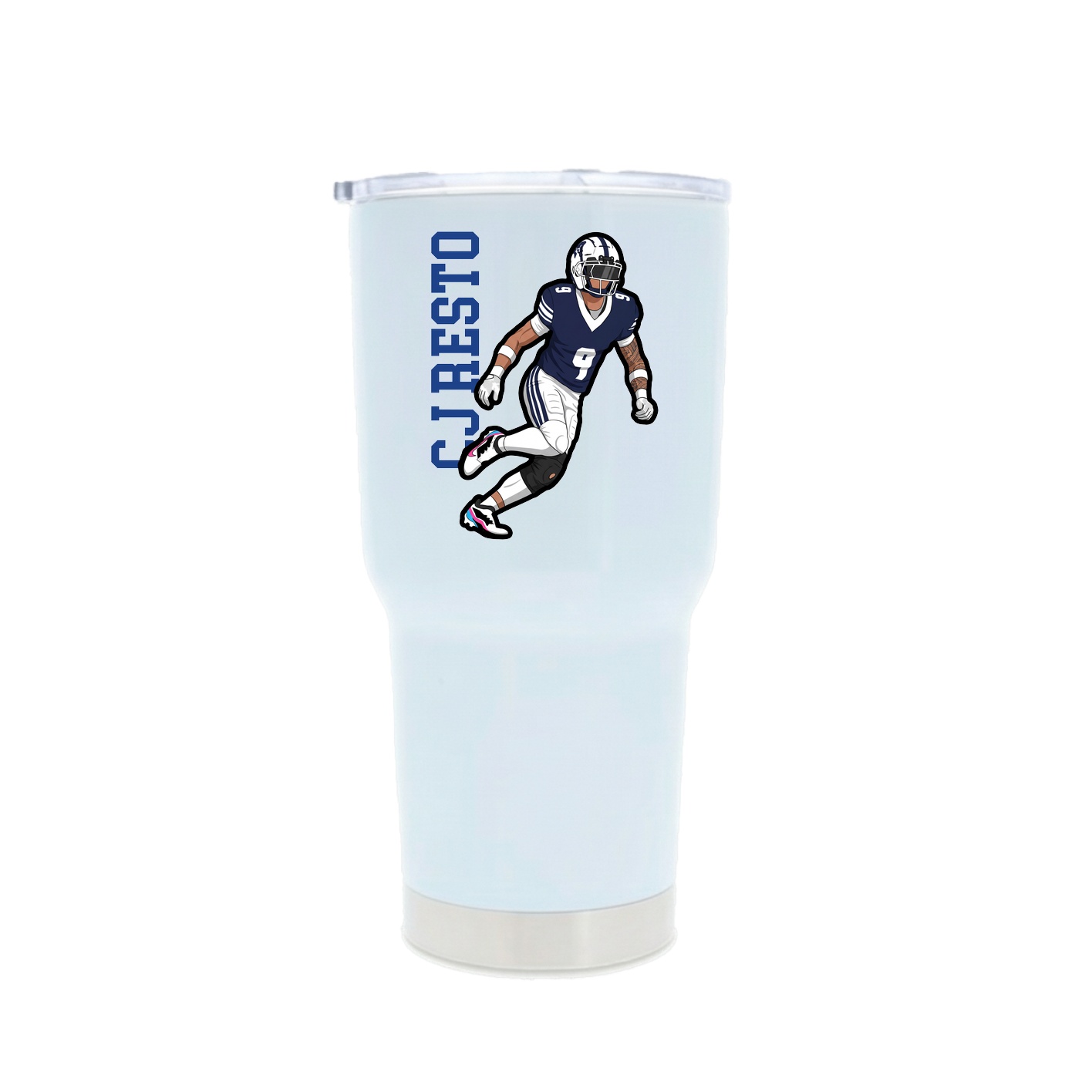 30oz Stainless Steel Tumbler — Name Vertical in White