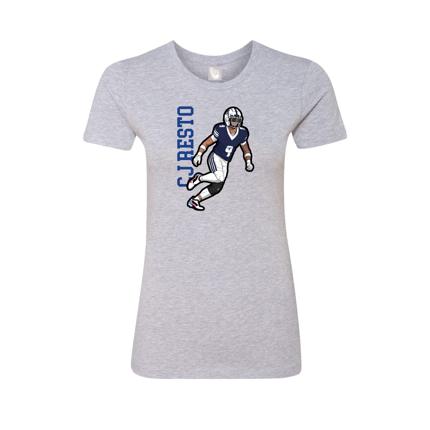 Fitted Women's Tee — Name Vertical in Grey