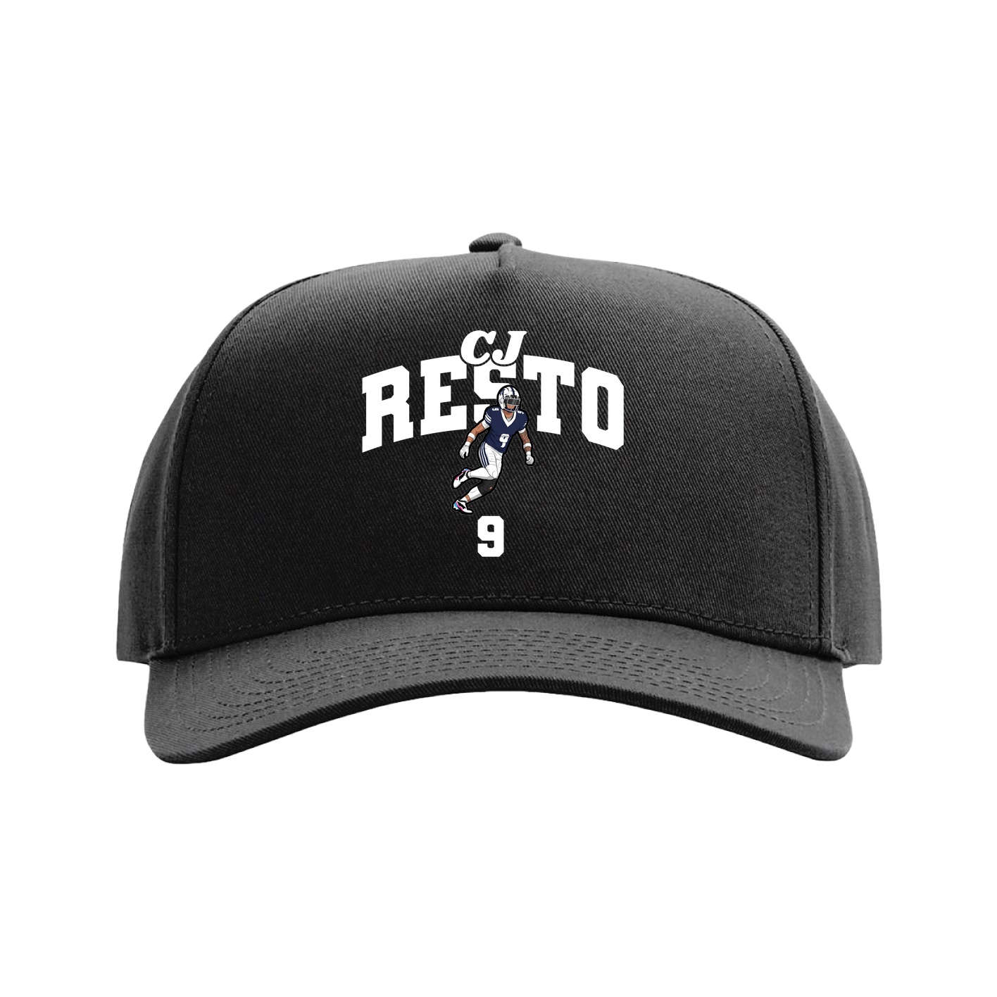 Full Fabric Five-Panel Champ Cap — Signature Arch in Black