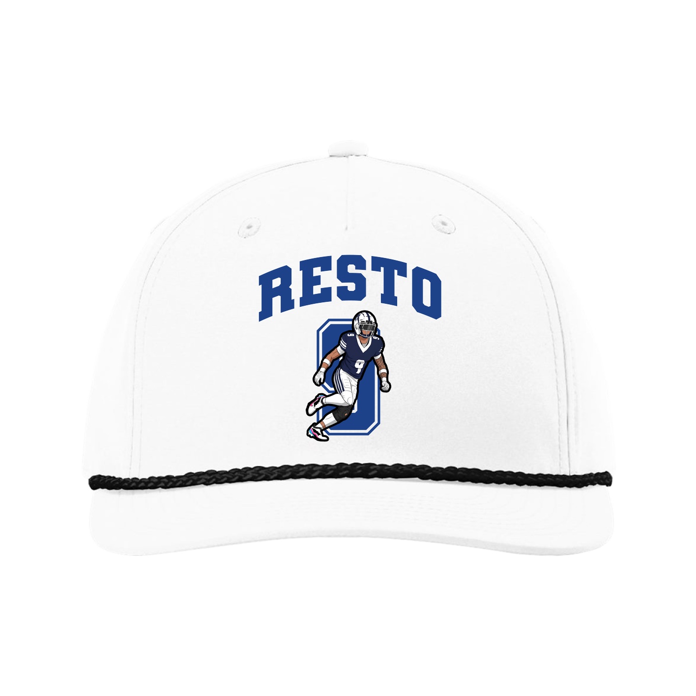 Five-Panel Classic Rope Cap — Number in White