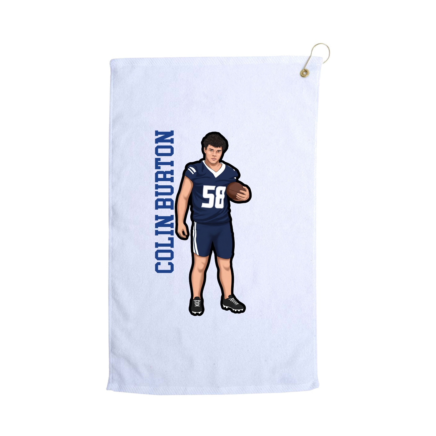 Golf Towel — Name Vertical in White
