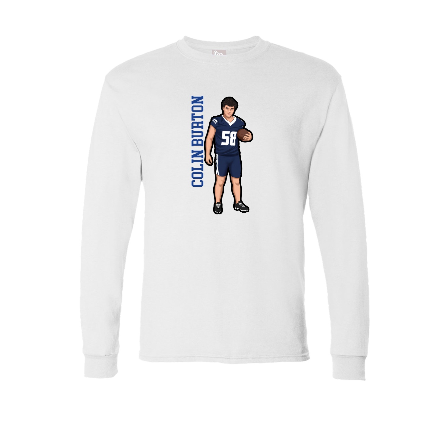 Long Sleeve Tee — Name Vertical in White
