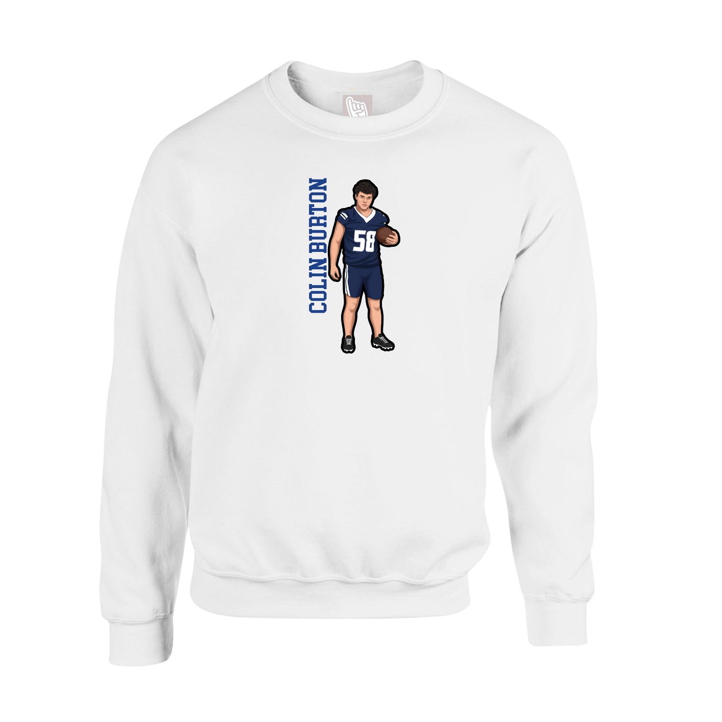 Fleece Crew — Name Vertical in White
