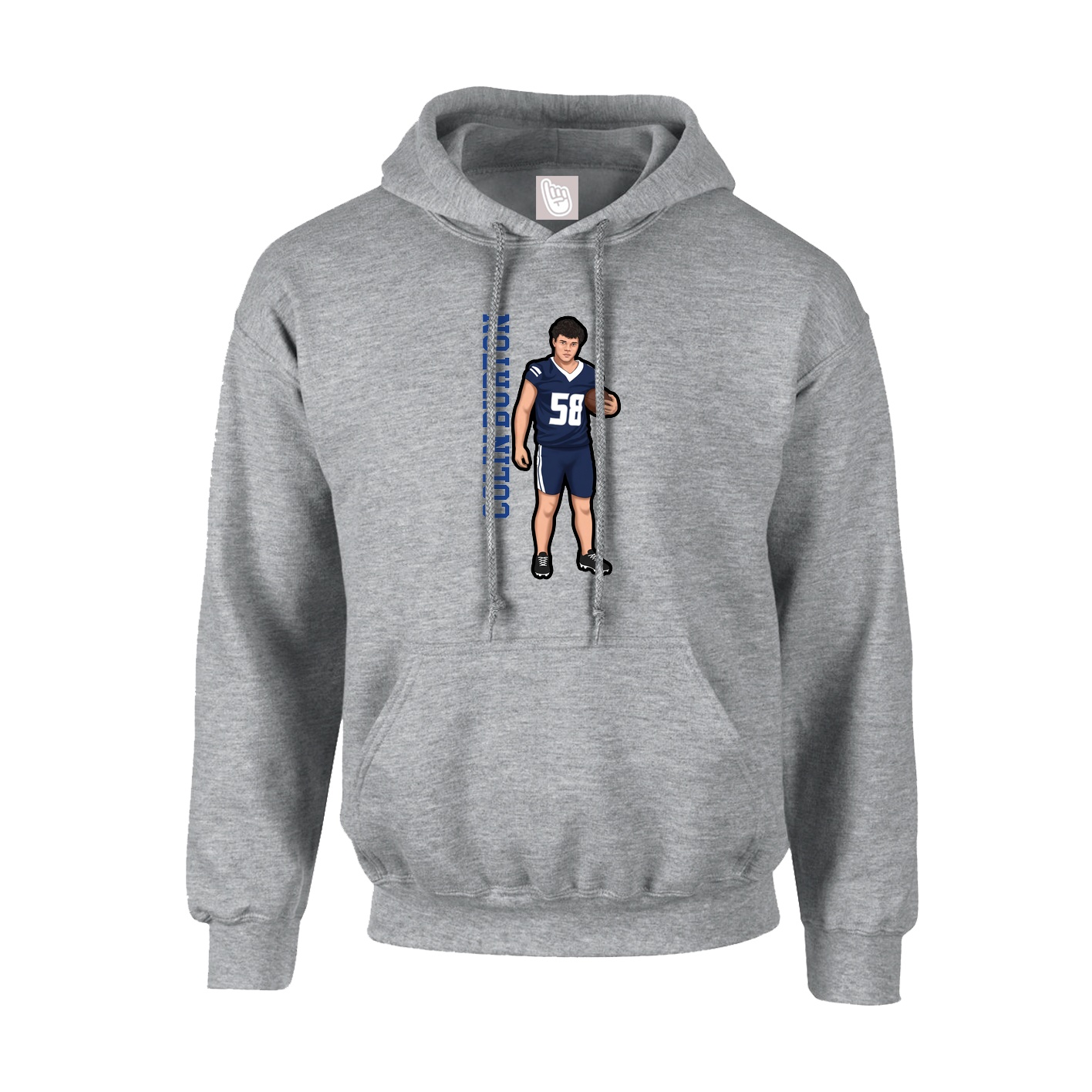 Youth Hoodie — Name Vertical in Grey