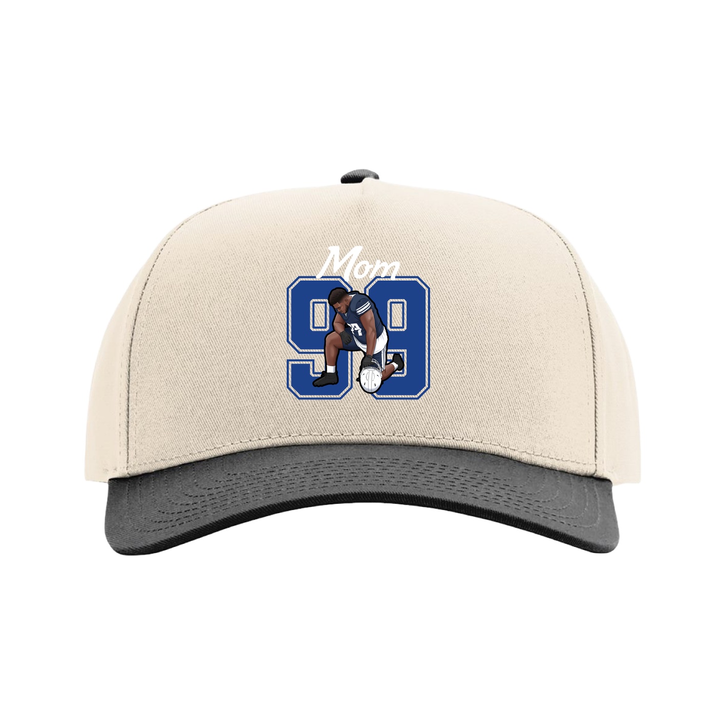 Full Fabric Five-Panel Champ Cap — Mothers Day Shirsey in Cream/Black