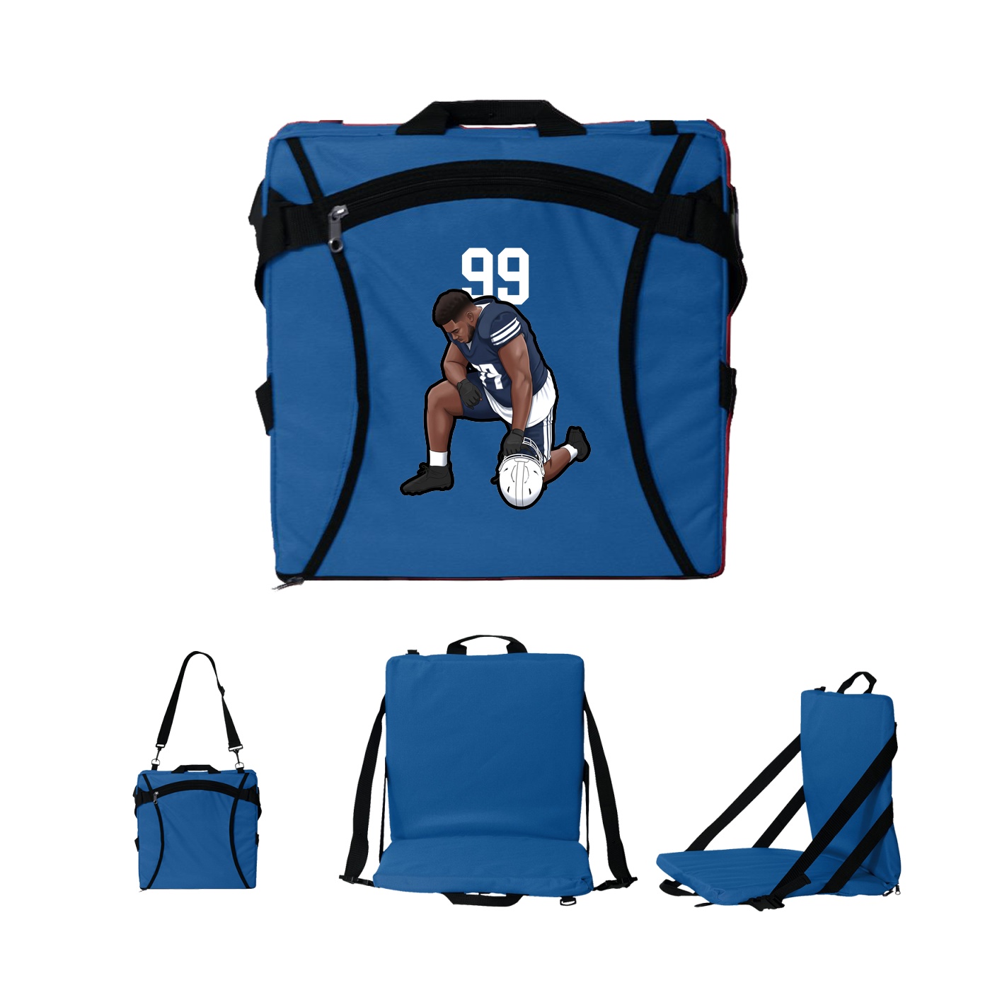 Folding Stadium Seat — Number Top in Royal