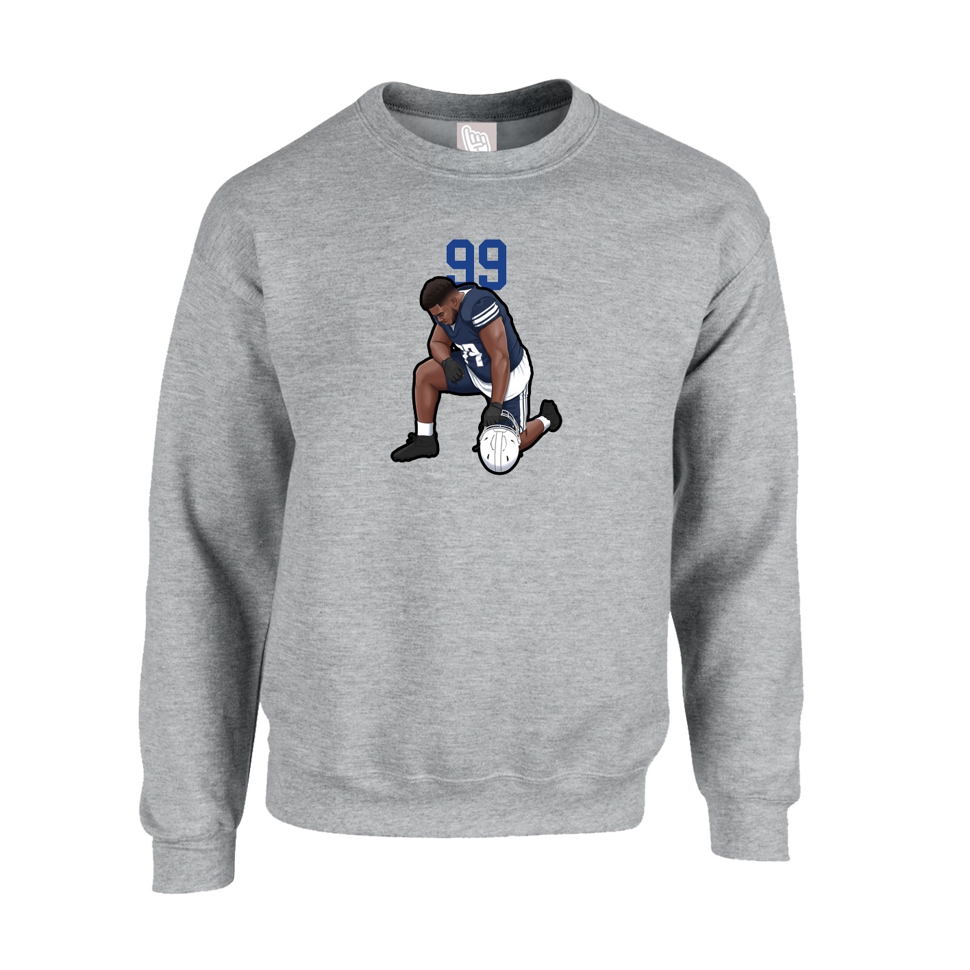 Fleece Crew — Number Top in Grey