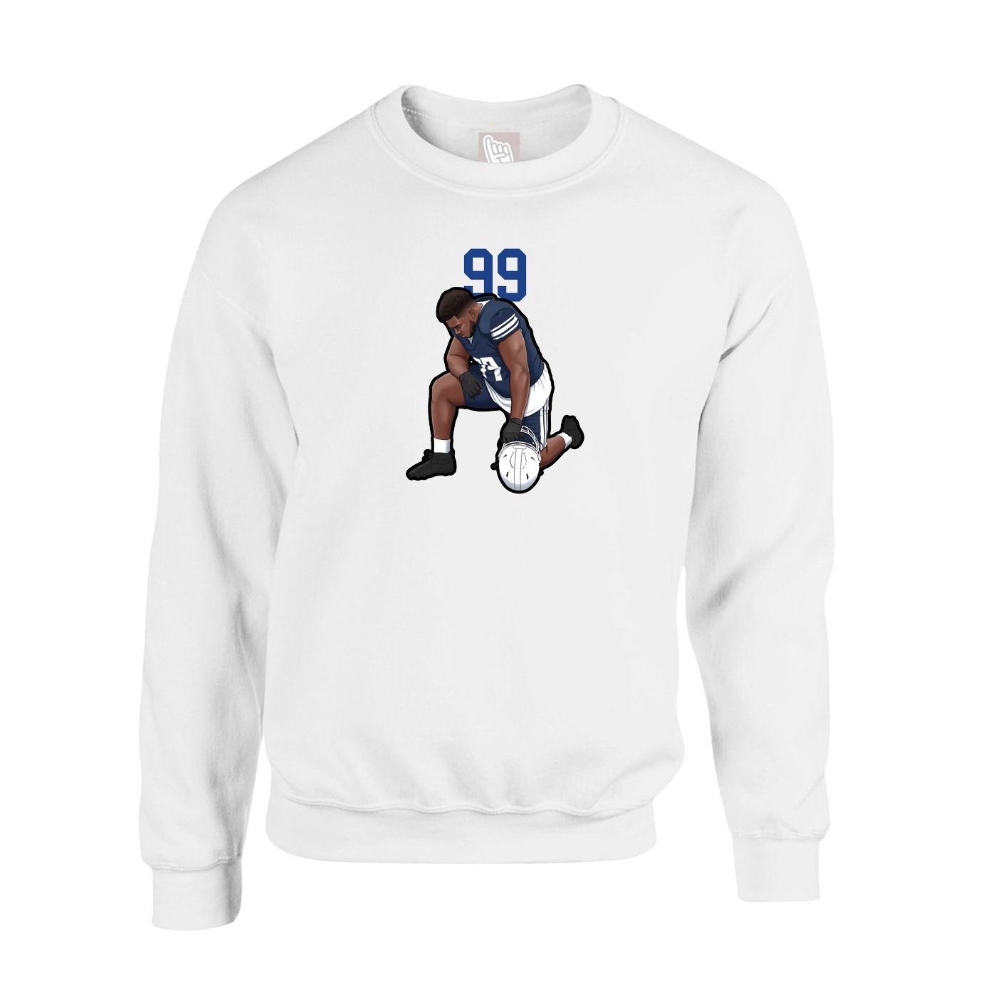 Fleece Crew — Number Top in White