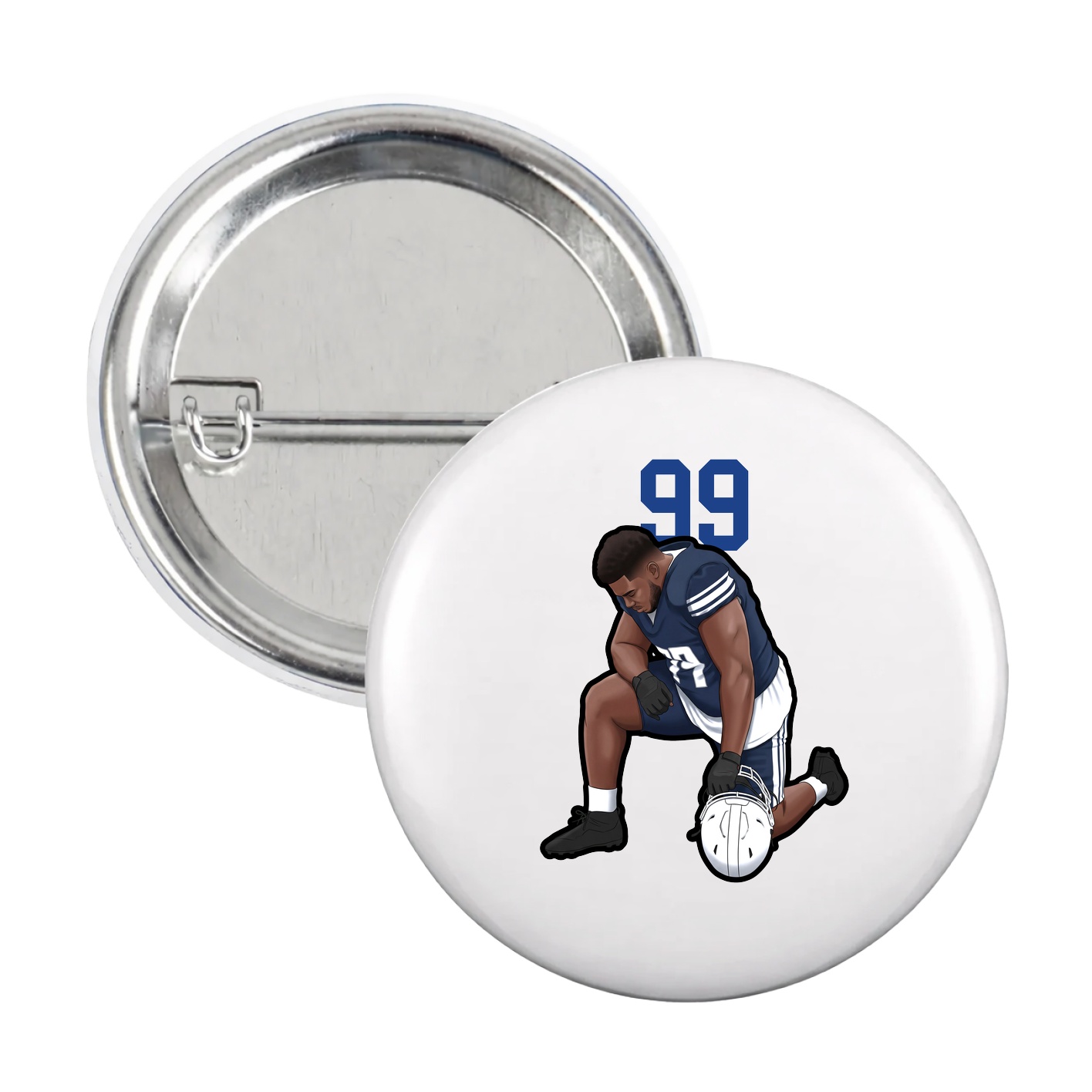 Game Day Button — Number Top in White