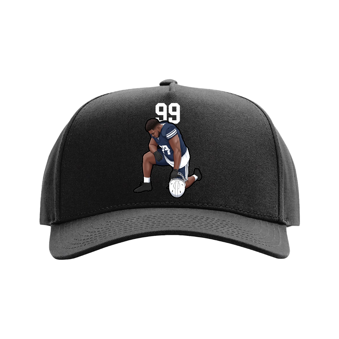 Full Fabric Five-Panel Champ Cap — Number Top in Black