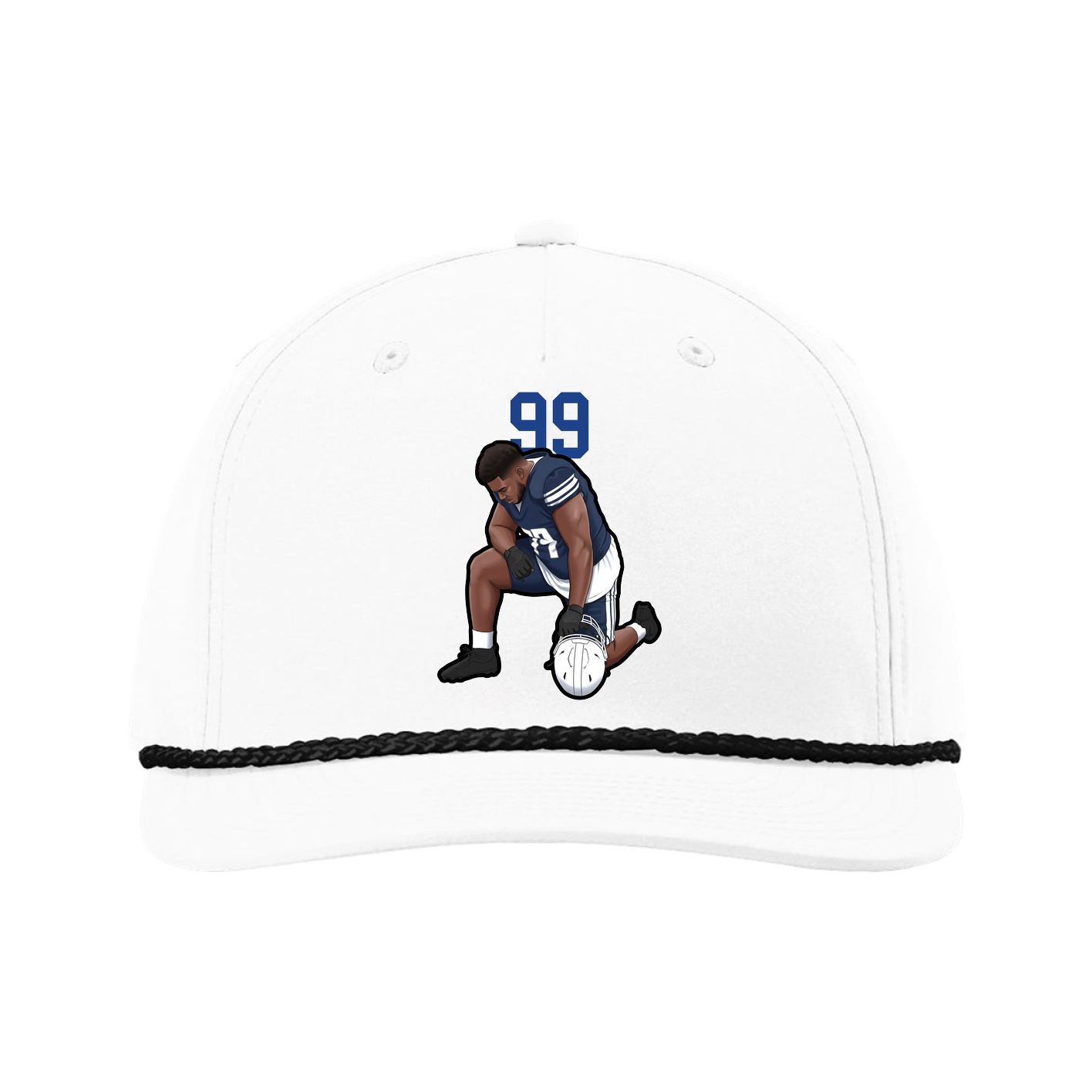 Five-Panel Classic Rope Cap — Number Top in White