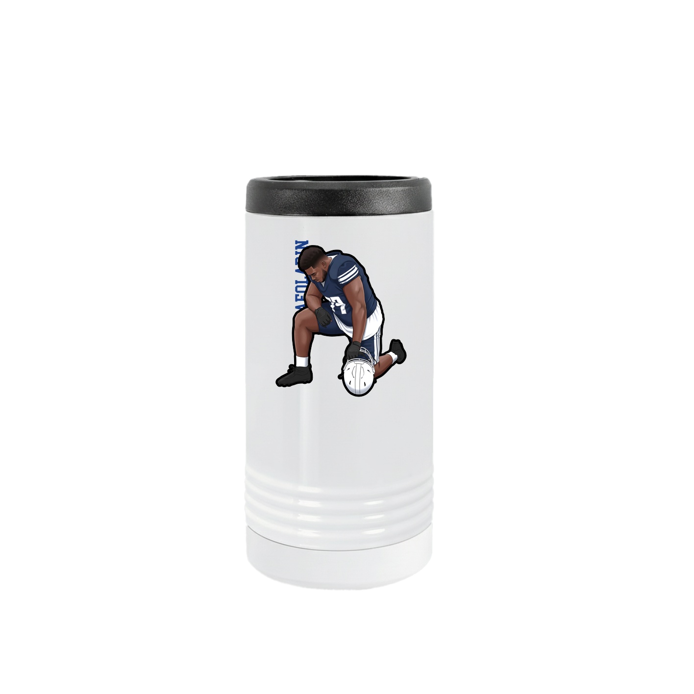 Slim Beverage Holder — Name Vertical in White