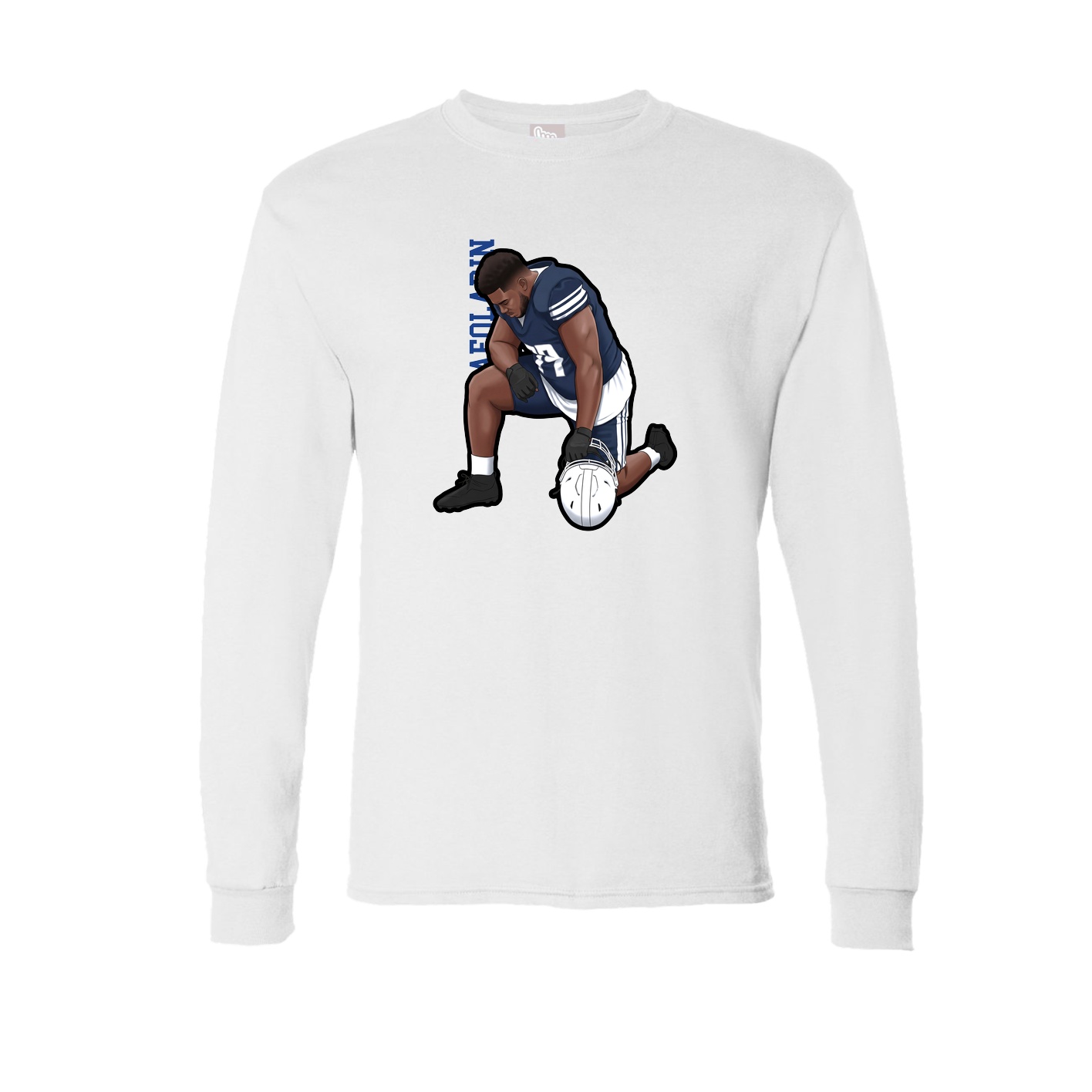 Long Sleeve Tee — Name Vertical in White