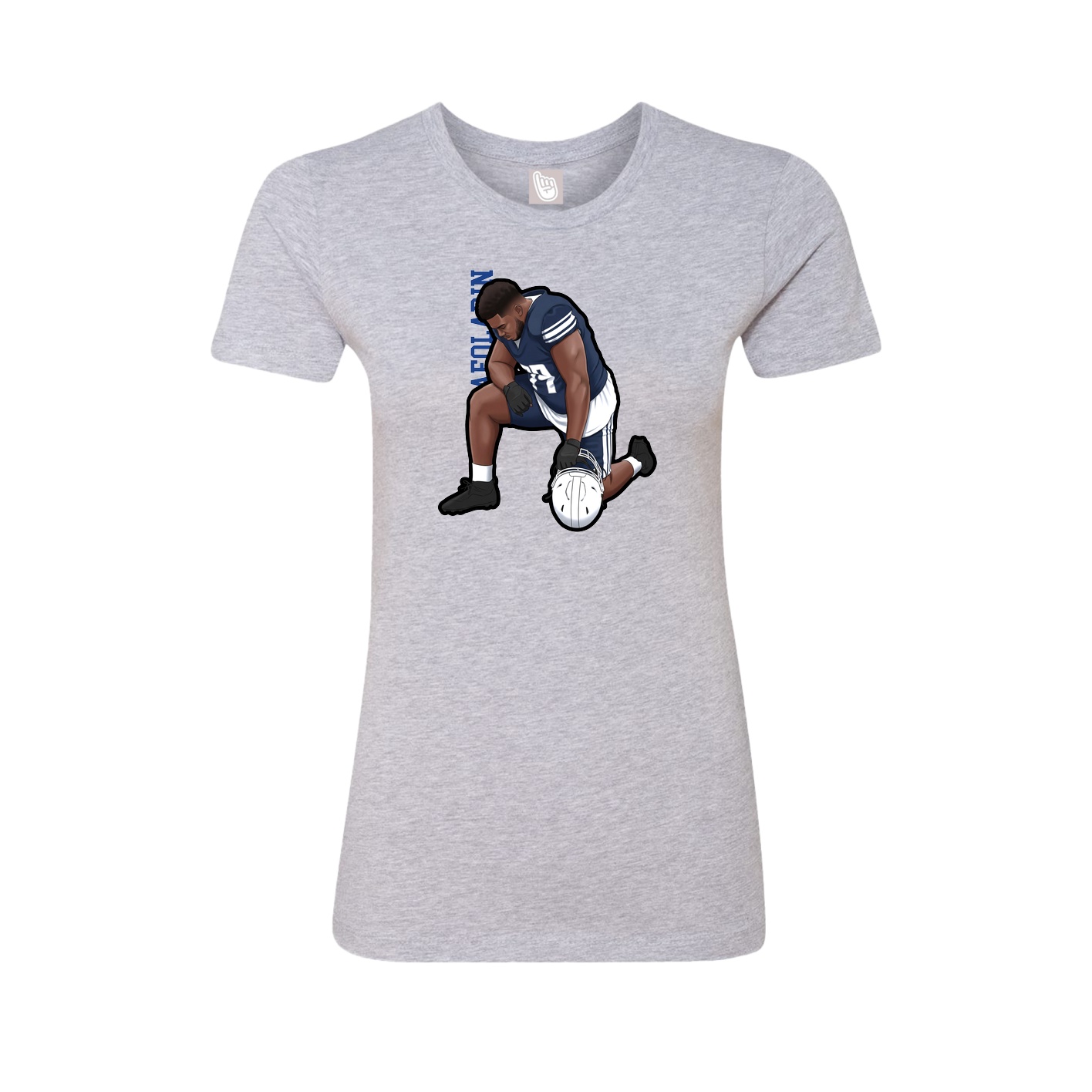Womens Tee — Name Vertical in Grey