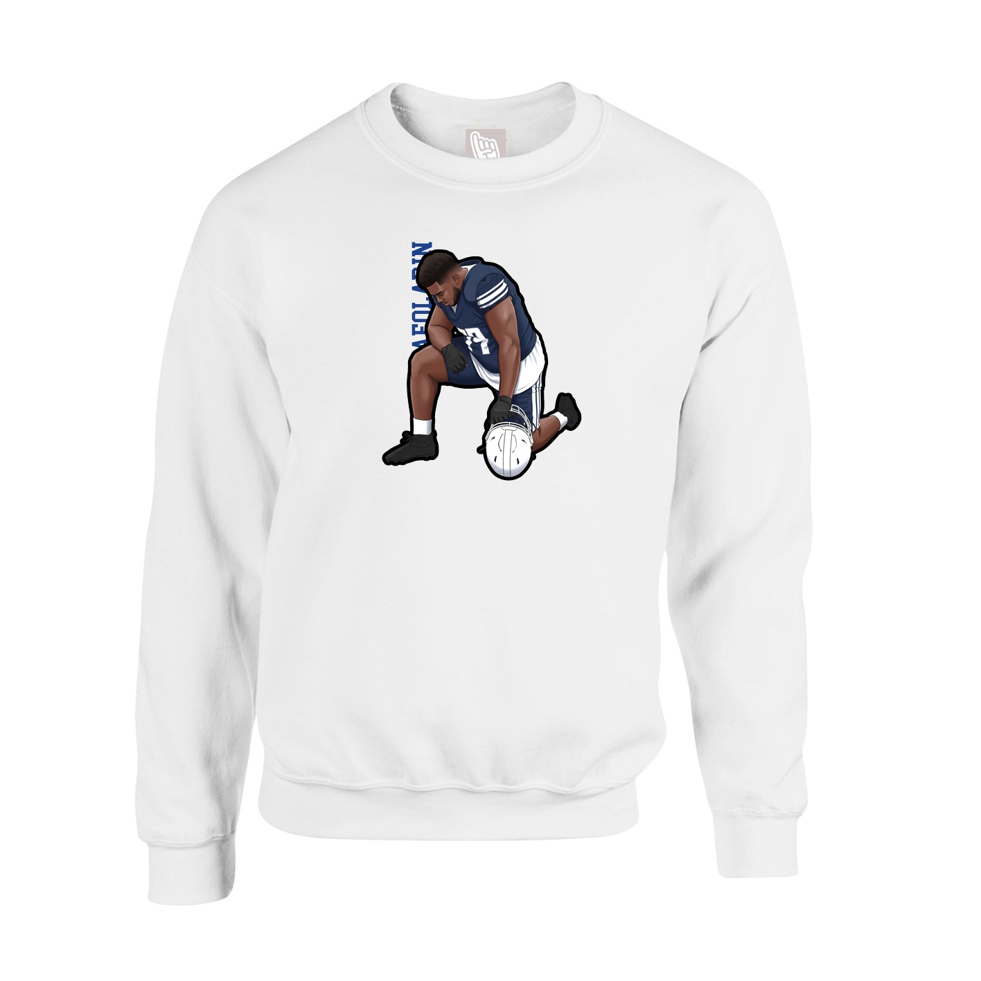 Fleece Crew — Name Vertical in White
