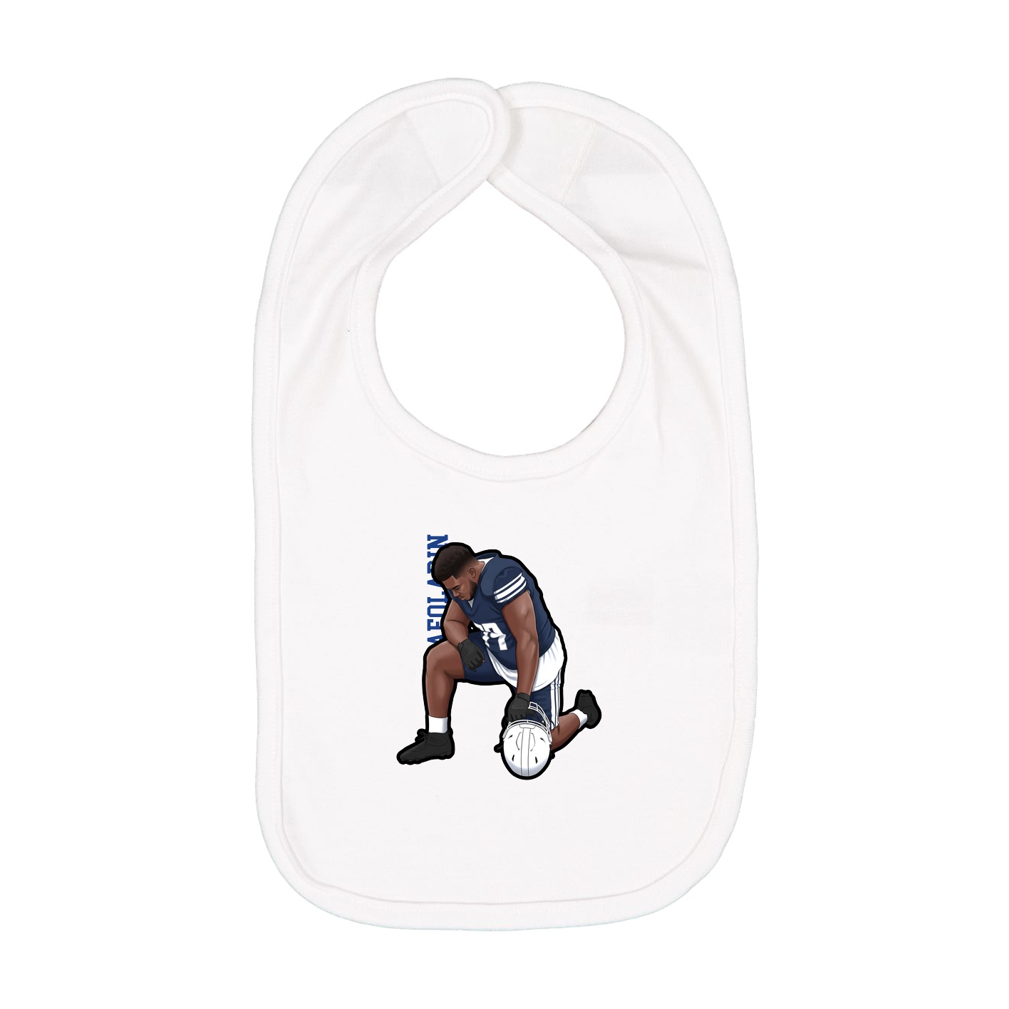 Infant Bib — Name Vertical in White