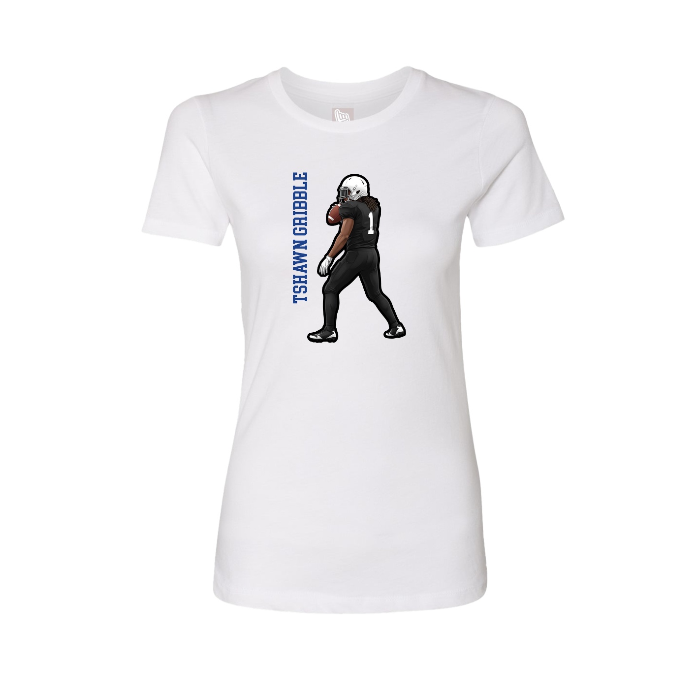Fitted Women's Tee — Name Vertical in White