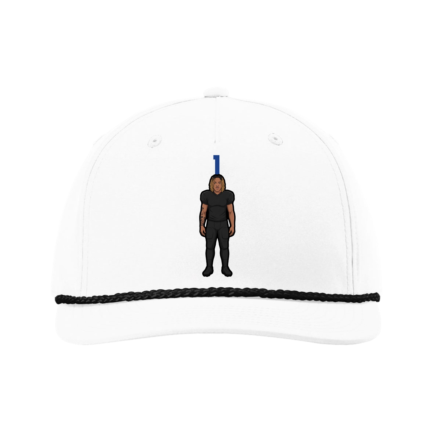 Five-Panel Classic Rope Cap — Number Top in White