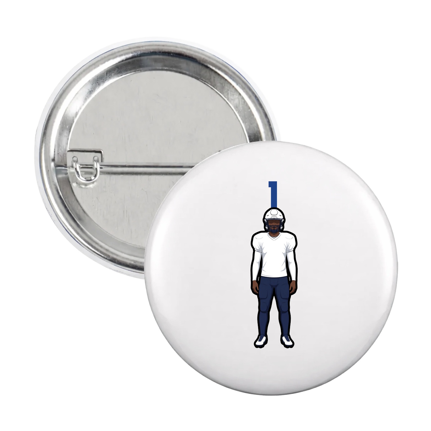 Game Day Button — Number Top in White