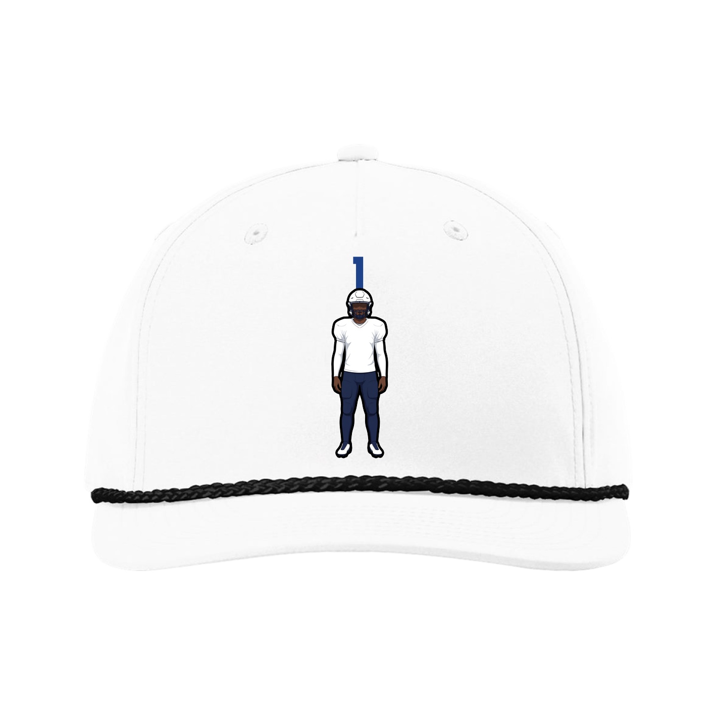 Five-Panel Classic Rope Cap — Number Top in White