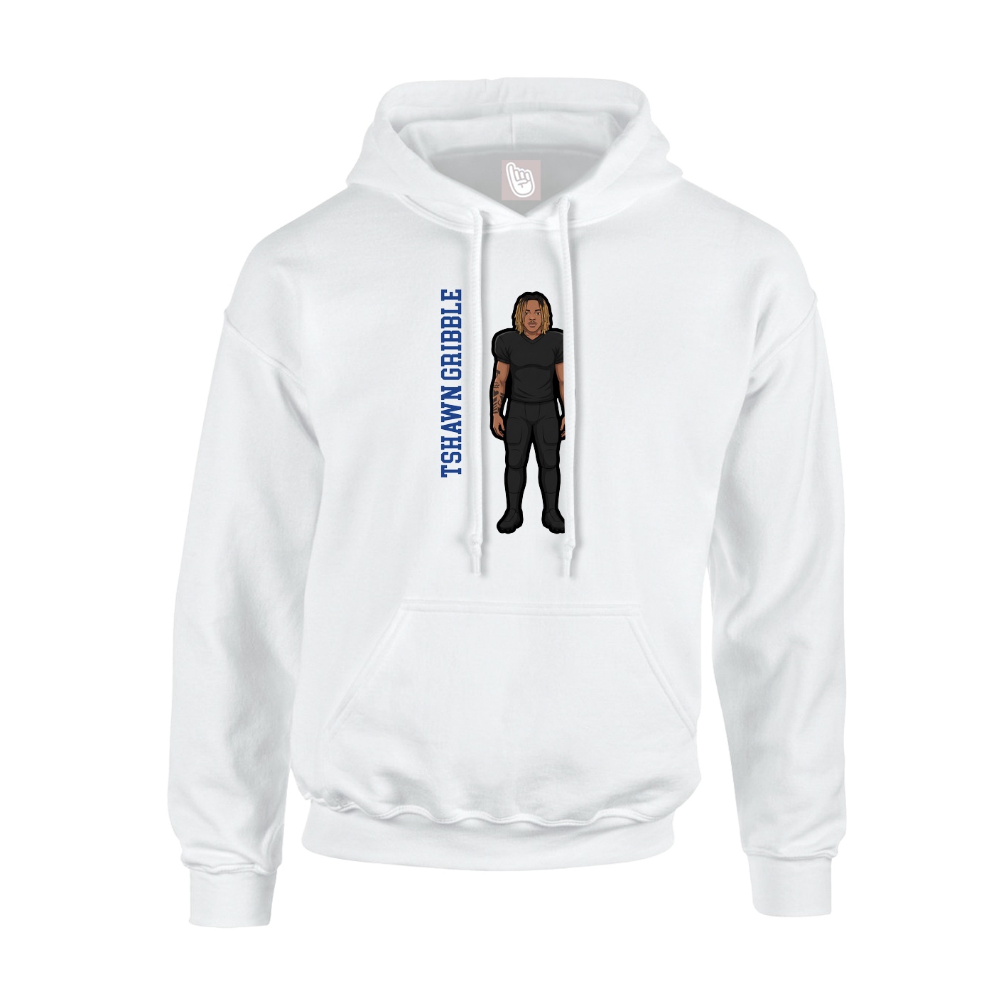Youth Hoodie — Name Vertical in White