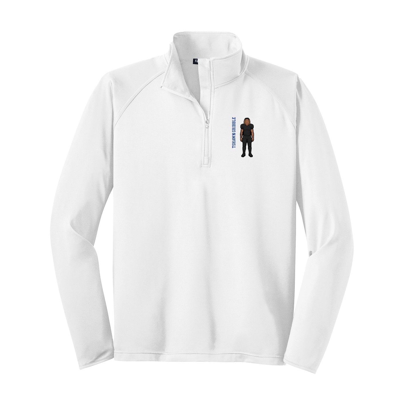 Q-Zip Pullover — Name Vertical in White