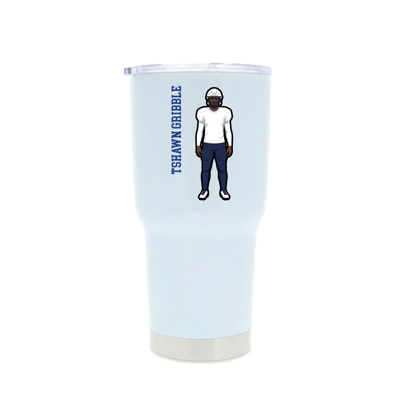 30oz Stainless Steel Tumbler — Name Vertical in White