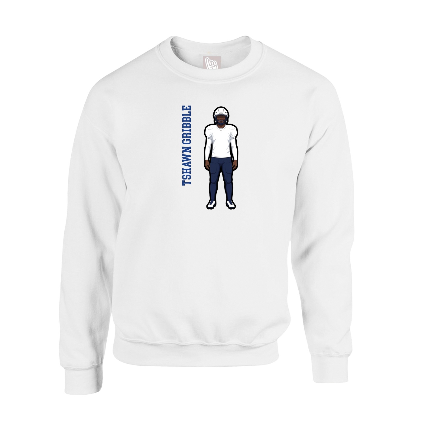 Fleece Crew — Name Vertical in White