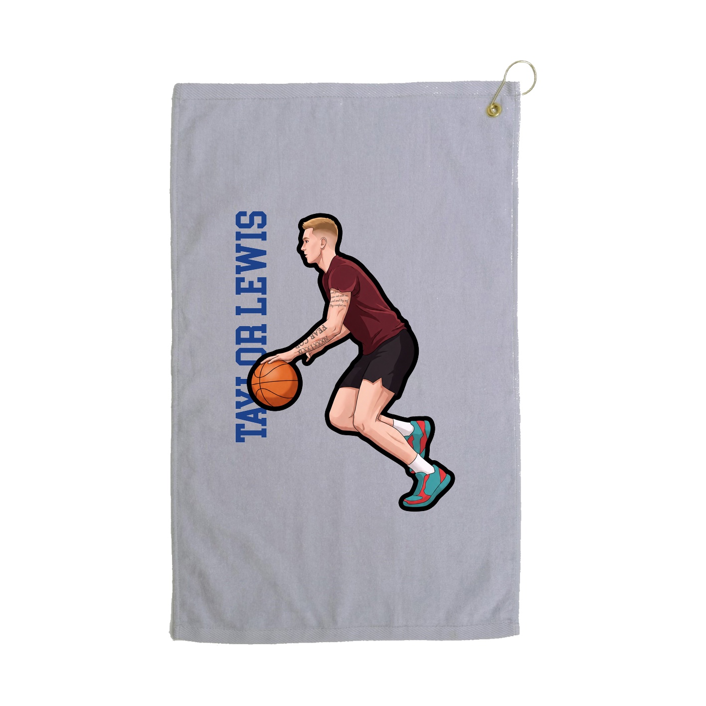Golf Towel — Name Vertical in Grey
