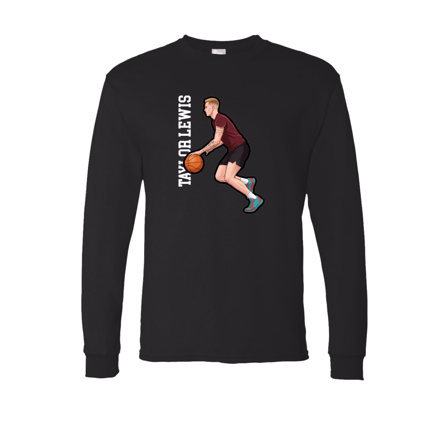 Long Sleeve Tee — Name Vertical in Black