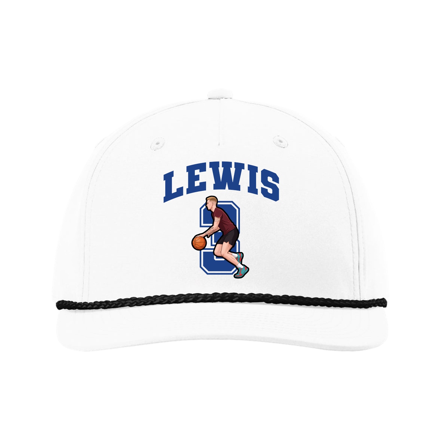 Five-Panel Classic Rope Cap — Number in White