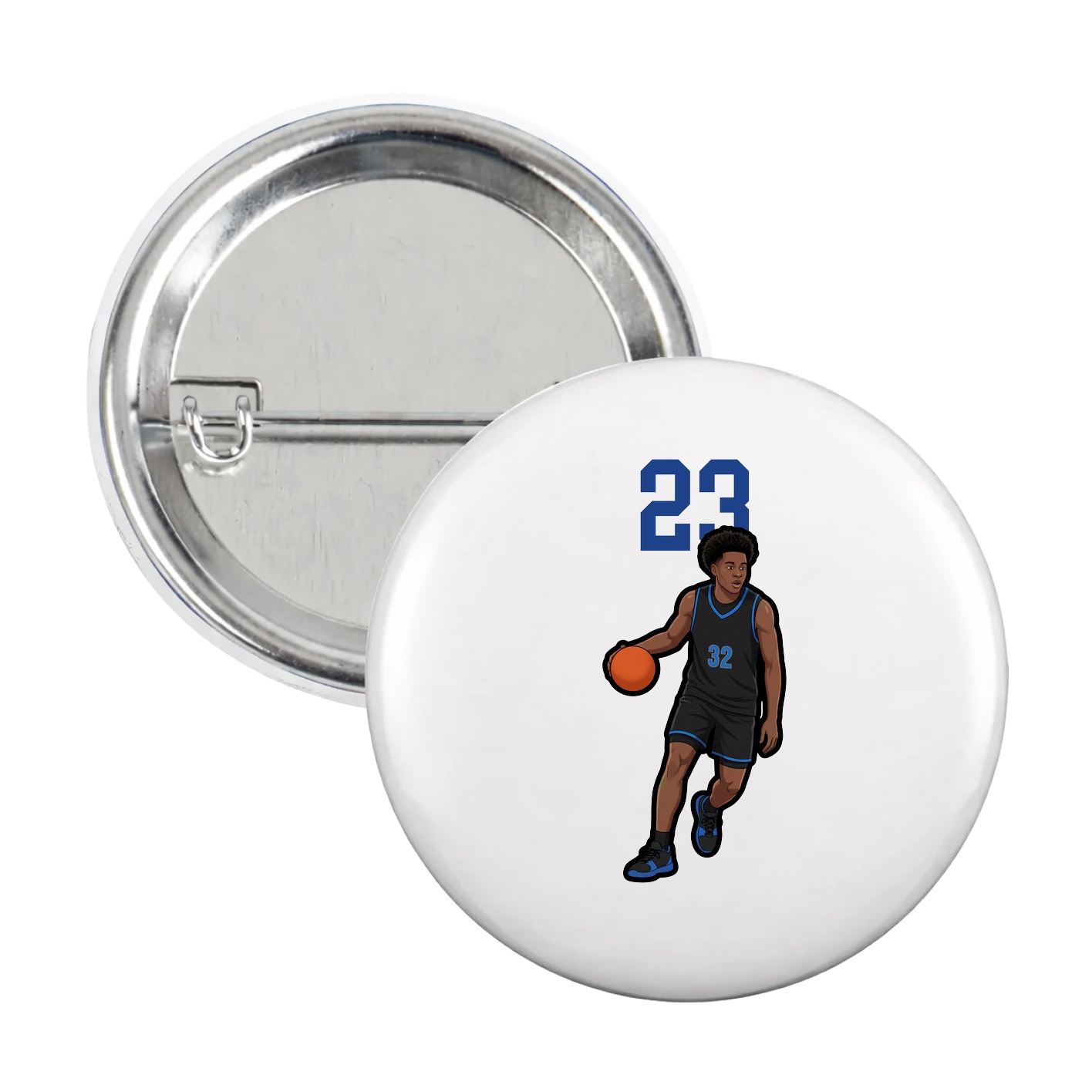 Game Day Button — Number Top in White