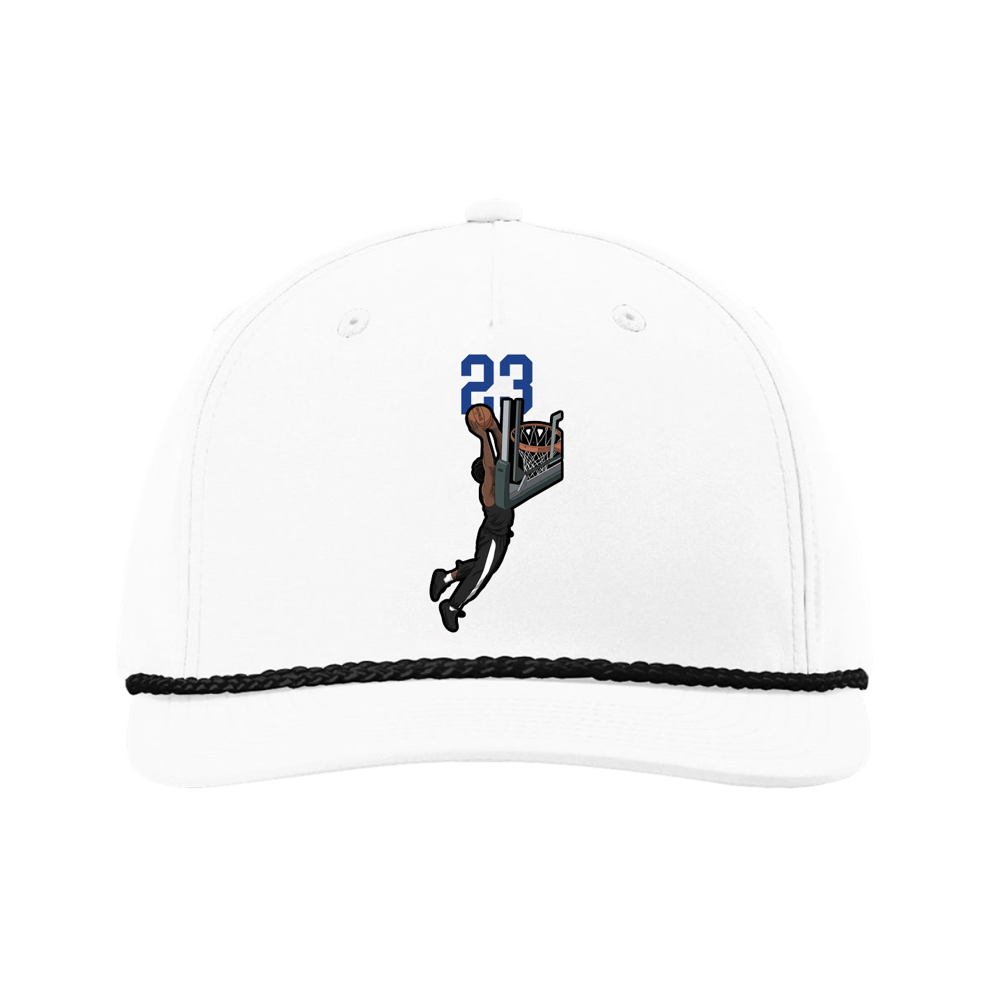 Five-Panel Classic Rope Cap — Number Top in White