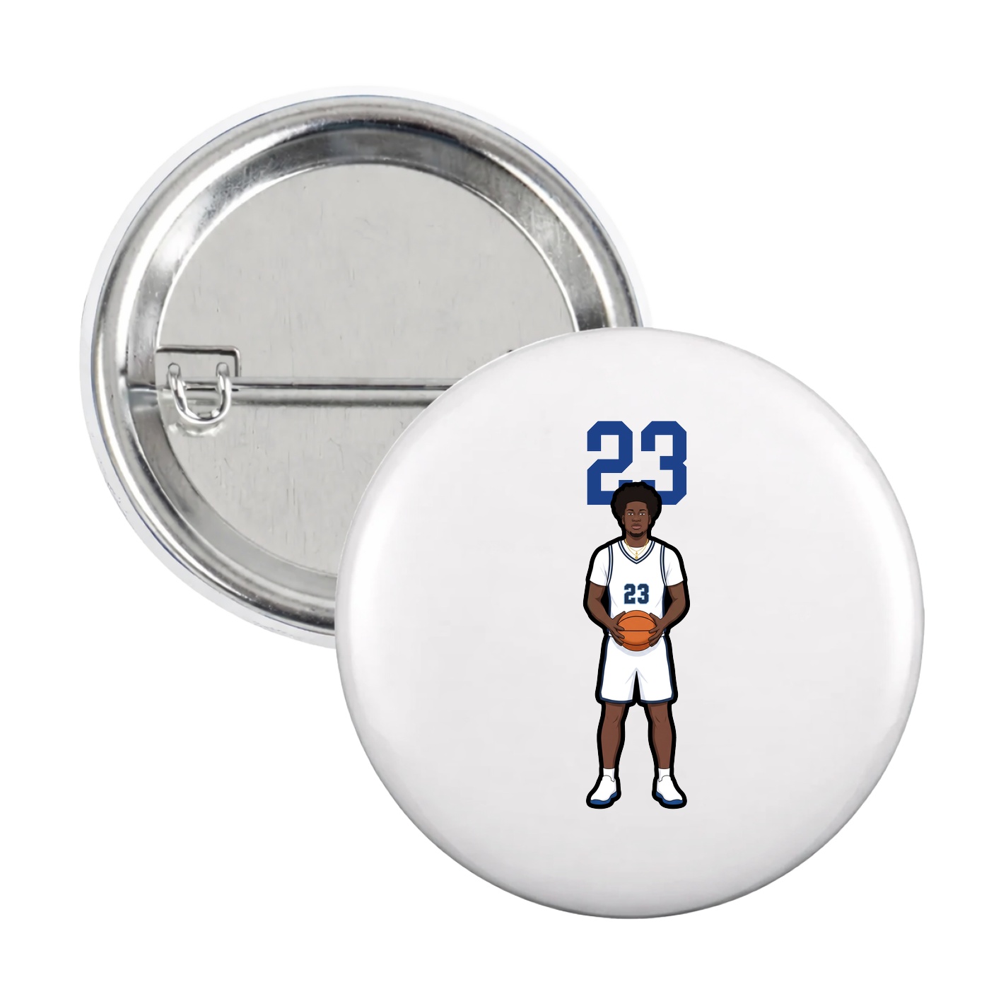 Game Day Button — Number Top in White