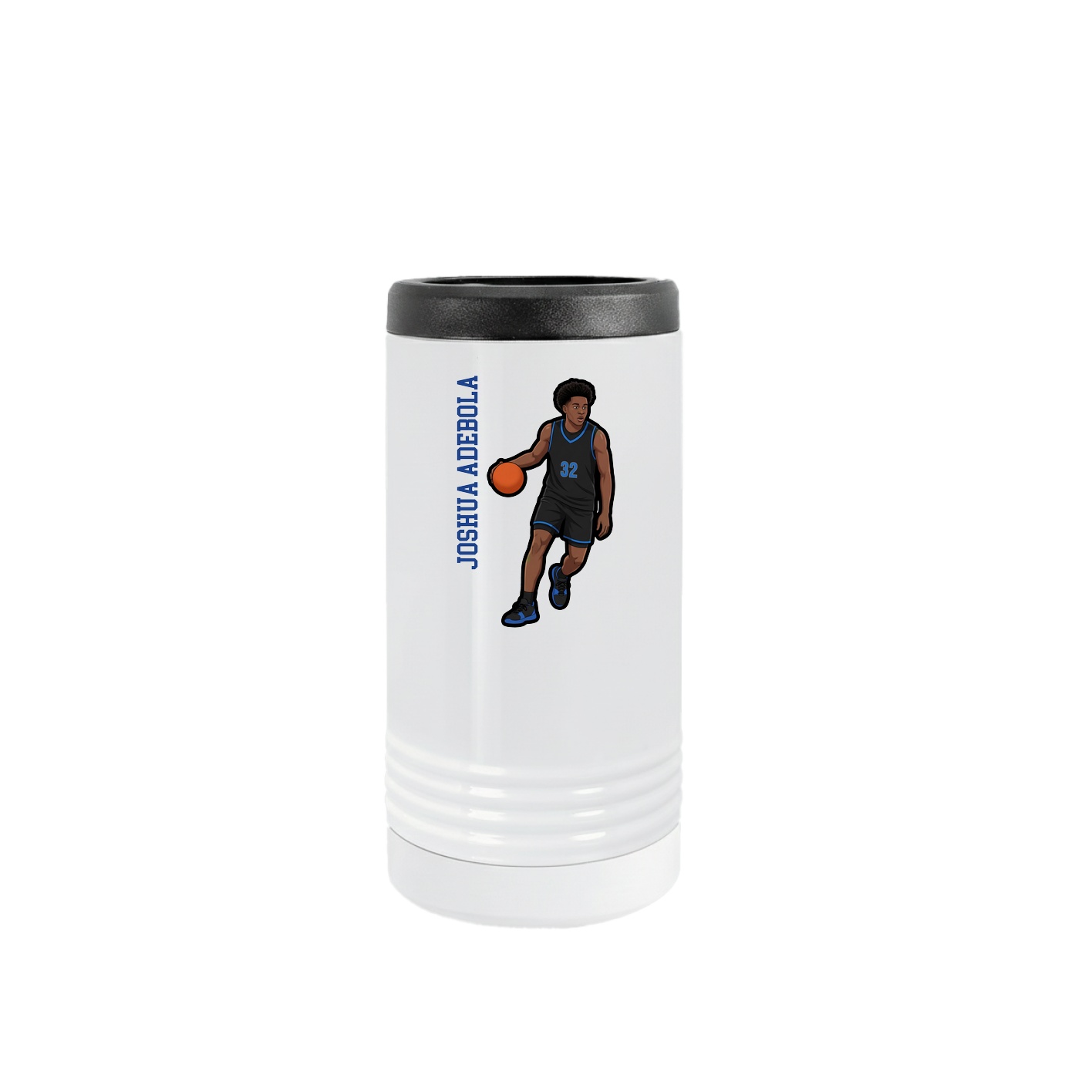 Slim Beverage Holder — Name Vertical in White