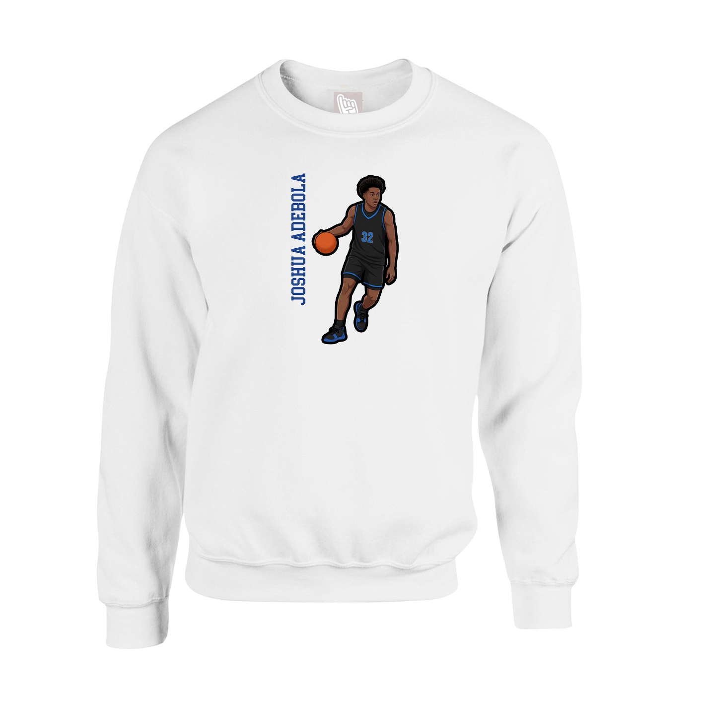 Fleece Crew — Name Vertical in White