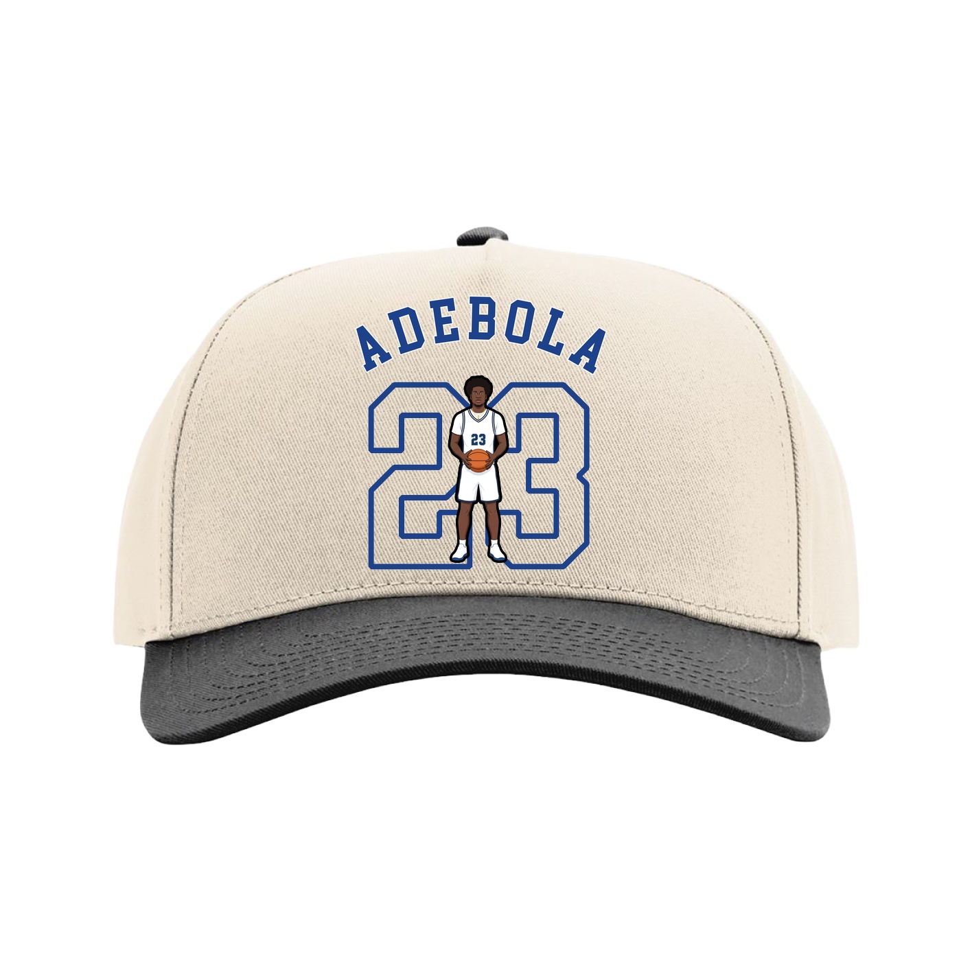 Full Fabric Five-Panel Champ Cap — Shirsey Arch in Cream/Black