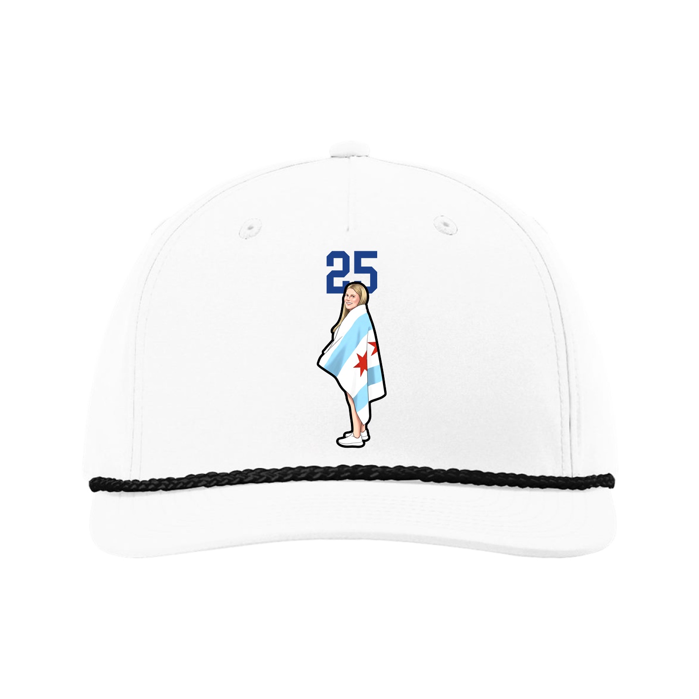 Five-Panel Classic Rope Cap — Number Top in White