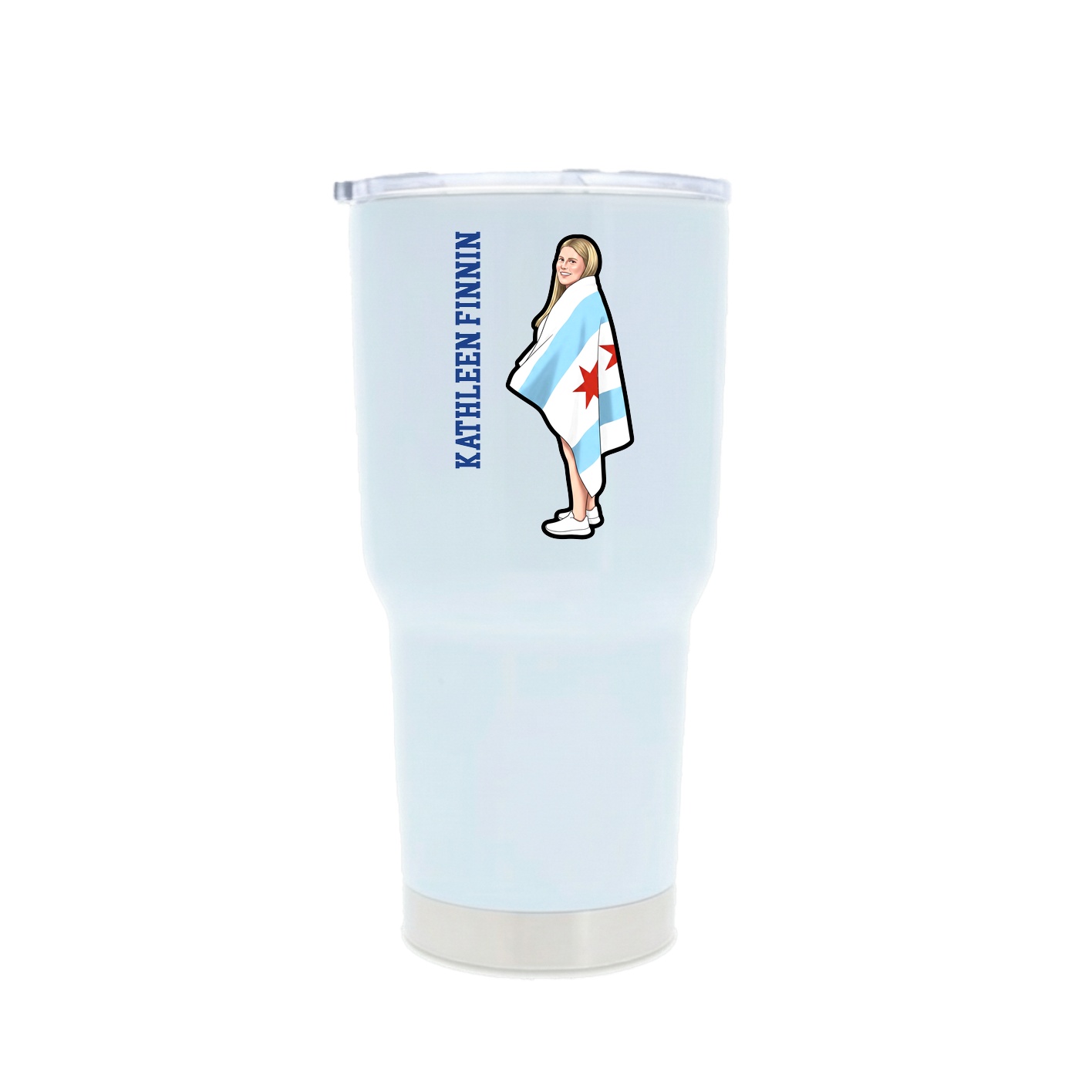 30oz Stainless Steel Tumbler — Name Vertical in White